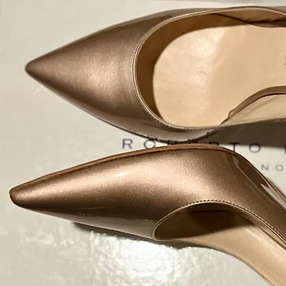 Roberto Festa Slingback Pump Heels Patent Leather Point Closed Toe Shoe 85001 37 - Picture 9 of 10